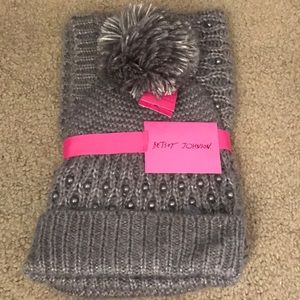 Betsey Johnson beanie and scarf set